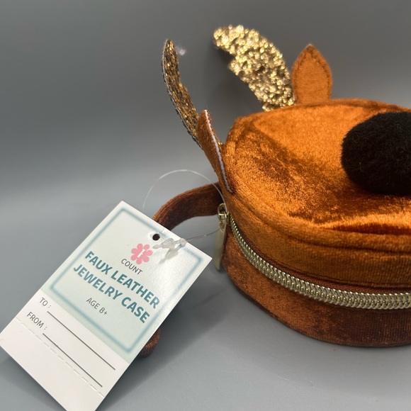 Target Bullseye Playground Christmas Reindeer Faux Leather Jewelry Case NEW - Picture 2 of 3